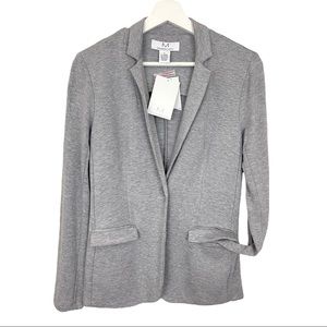 Magaschoni Mist Gray Heather Stretch Collared Blazer with Pockets